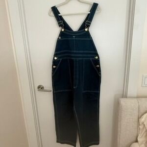 Big Bud‎ Press Artist Togs Denim Overalls Jumpsuit Women's Medium Dark Blue Boho